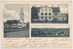 1916 Loipersdorf bei Fürstenfeld, view, church. M. Bruckner + "KICZLÉD POSTAI. ÜGYN." (EK)