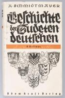 (A szudétanémetek története) Alfred Schmidtmayer: Geschichte der Sudetendeutschen: ein Volksbuch Adam Kraft Verlag, 1941. Kiadói kartonálásban, papír védőborítóval