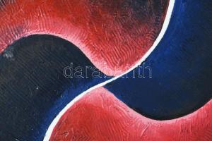 Tőkey Péter (1943-): Vörös ellenfény, 2008. Olaj, fa. Jelzett. Hátoldalán címkén feliratozott. 25×25...