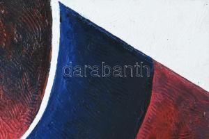 Tőkey Péter (1943-): Vörös ellenfény, 2008. Olaj, fa. Jelzett. Hátoldalán címkén feliratozott. 25×25...