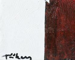 Tőkey Péter (1943-): Vörös ellenfény, 2008. Olaj, fa. Jelzett. Hátoldalán címkén feliratozott. 25×25...