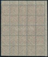 1915 Hadisegély II. 50f ívsarki 25-ös tömb, benne a 13. ívhelyen 35f/50f lemezhiba. Már a Turul kiad...