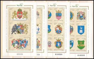1997 Budapest és a megyék címerei (II.) 2 blokk pár a sorszámok utolsó 2 számjegye megegyezik mind a 4-en