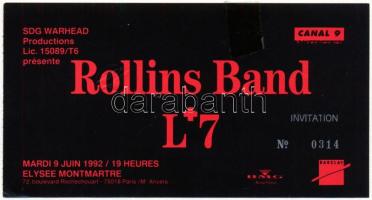 1992 Rollins Band + L7 koncertjegy, No. 0314, Paris, Elysee Montmartre.
