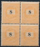 1889 8kr négyestömb enyhén elfogazva, 12 : 11 3/4 fogazással, POSTATISZTA, luxus minőségben!