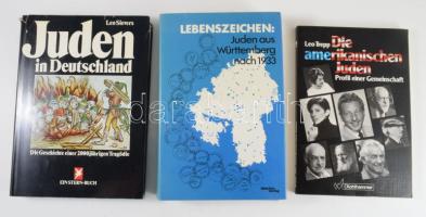 Vegyes könyvtétel, 3 db:  Leo Sievers: Juden in Deutschland, Leo Trepp: Die amerikanischen Juden. Walter Strauss (Hrsg.): Lebenszeichen. Juden aus Württemberg. Német nyelven. Kiadói egészvászon-kötések, kiadói papír védőborítóban és kiadói papírkötések.