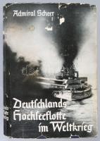 Admiral Scheer: Deutschlands Hochseeflotte im Weltkrieg. Persönliche Erinerungen. Berlin,(1937),Verlag Scherl, 386 p. Fekete-fehér fotókkal, ábrákkal, térképekkel illusztrált. Német nyelven. Kiadói egészvászon-kötés, kiadói kissé szakadozott papír védőborítóban, műanyag védőfóliában./Linen-binding, with little bit damaged paper cover, in plastic cover, in German language, with black-and-white photographs and maps.