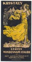 cca 1920 Kristály ásványvíz, Szent Lukácsfürdő számolócédula