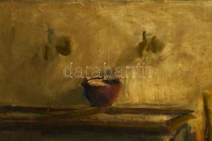 Jelzés nélkül, magyar festő, XX. sz. közepe-második fele: Olvasó lány, olaj, vászon, 100x120 cm