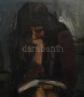 Jelzés nélkül, magyar festő, XX. sz. közepe-második fele: Olvasó lány, olaj, vászon, 100x120 cm KIZÁ...