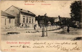 1904 Mezőkaszony, Koszony, Koszinó, Kosino, Koson; Városház utca, vendéglő. Kóródy Z. kiadása / street view, restaurant (EB)