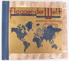 cca 1930 Die Flaggen Aller welt - aussereuropäischen Staaten (Európán kívüli államok zászlóit tartalmazó cigarettakép gyűjtő album,2+27 t. Kiadói papírkötés, Komplett, kártyákkal, jó állapotban