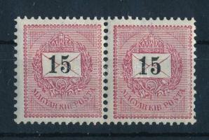 1889 15kr pár enyhén elfogazva, 11 1/2 fogazással, POSTATISZTA, luxus minőségben (26.000)