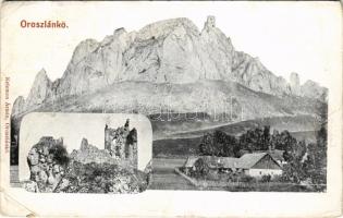 Oroszlánkő, Oroszlánkő-Pohrágye, Orsovské Podhradie, Vrsatské Podhradie; Oroszlánkő vára. Kelemen Ármin kiadása / Vrsatecky hrad / castle ruins (EB)