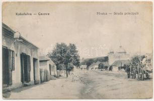 1915 Kákófalva, Kakova, Cacova, Gradinari; Fő utca / Strada principala / main street + "Katonai Ellenőrző Bizottság Versecz" (EK)