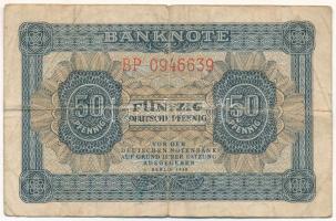 Német Demokratikus Köztársaság 1948. 50pf, 7 jegyű sorszám "BP 0946639" T:VG German Democratic Republic 1948. 50 Pfennig, 7 digit serial "BP 0946639" C:VG Krause P#8b
