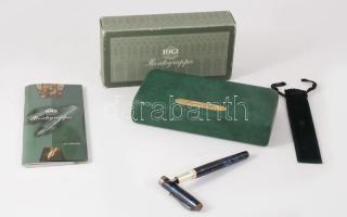 Monte Grappa 1912 Mediterranean Blue töltőtoll 925-ös ezüst (Ag) részekkel, kísérőfüzettel, tokkal, h: 14 cm