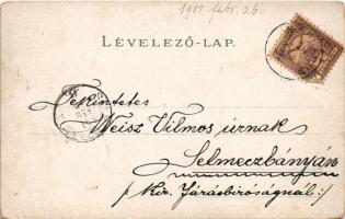 1901 Nagyszombat, Tyrnau, Trnava; Ferenc József tér, Nagy Lajos utca, Szentháromság szobor, üzletek....