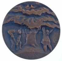 Simon Ferenc (1922-2015) DN "Öcsöd nagyközségért" kétoldalas öntött bronz plakett (98mm) T...