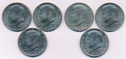 Amerikai Egyesült Államok 1971-1979. 1/2$ Cu-Ni "Kennedy" (6xklf) T:XF USA 1971-1979. 1/2 Dollar Cu-Ni "Kennedy" (6xklf) C:XF