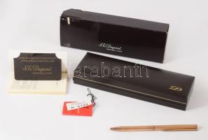 S.T. Dupont aranyozott golyóstoll, sorozatszámos, leírással, certifikáttal, díszdobozban.