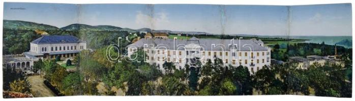 1926 Balatonfüred, Erzsébet udvar, 5-részes kihajtható panorámalap (r)