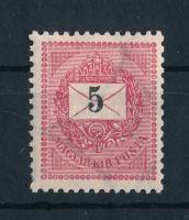 1898 5kr 12 : 11 3/4 fogazással, POSTATISZTA (bal alul hiányzó fog / missing perf)