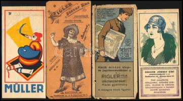 4 db számolócédula (Müller, Riegler József Ede, stb.), sérülésekkel