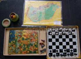 4 db régi típusú társasjáték, pl: sakk, puzzle, stb.