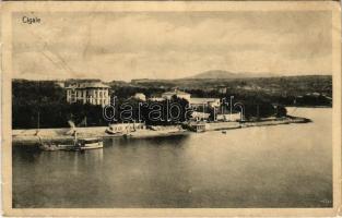 1914 Mali Losinj, Lussinpiccolo; Cigale / beach, steamship