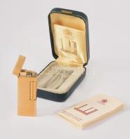 Dunhill aranyozott svájci öngyújtó, jelzett, certifikáttal, díszdobozban, h: 6,5 cm