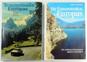 Dieter Seibert: Traumstraße Europas. Durch die Alpen von Wien bis Nizza. Stuttgart, 1972, Deutscher Bücherbund. Német nyelven. Gazdag képanyaggal illusztrált. Kiadói egészvászon-kötés, kissé szakadt kiadói papír védőborítóban, foltos borítóval, kissé dohos. + Hubert Neuwirth: Die Traumstraßen Europas. München, 1983, Süddeutscher Verlag. Német nyelven. Gazdag képanyaggal illusztrált. Kiadói egészvászon-kötés, kissé szakadt kiadói papír védőborítóban, kissé dohos.