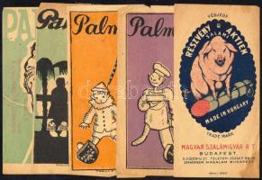 5 db számolócédula (Palma, Magyar Szalámigyár, stb.), sérülésekkel