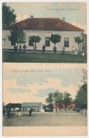 1912 Szapáryliget, Szapár-Liget, Tipar (Arad); Községháza, Fő tér, artézi kút. Katz Simon kiadása, Weisz Adolf fényképész felvétele / town hall, main square, well, fountain (szakadás / tear)