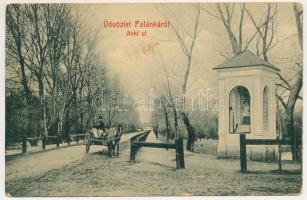 1911 Palánka, Bácspalánka, Backa Palanka; Iloki út, lovaskocsi. W.L. Bp. 681. / street, horse-drawn carriage + "PALÁNKA - H. FEKETEHEGY 234" vasúti mozgóposta bélyegző "NÉMET PALÁNKA P.U." (fa)