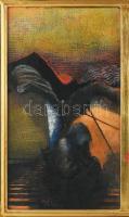Buhály József (1945-): Kis diptichon, 1990. Akril, farost, jelezve jobbra lent, a hátoldalán autográ...