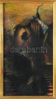 Buhály József (1945-): Kis diptichon, 1990. Akril, farost, jelezve jobbra lent, a hátoldalán autográ...