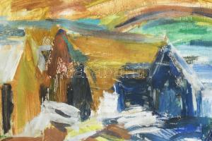 Gera Éva (1923-1996): Nagymarosi táj. Tempera, farost, jelzett. Hátoldalán Vizualart Alkotóközösség ...