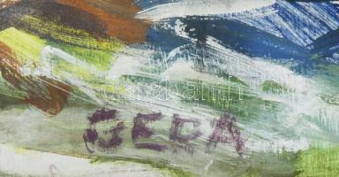 Gera Éva (1923-1996): Nagymarosi táj. Tempera, farost, jelzett. Hátoldalán Vizualart Alkotóközösség ...