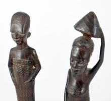 4 darab faragott fa afrikai figura, m: 10-21 cm