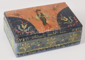 Nagyváradi emlék 1940 festett fa díszdoboz, 9x14 cm