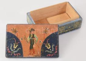 Nagyváradi emlék 1940 festett fa díszdoboz, 9x14 cm