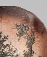 Szemereki Teréz levélmintás váza, jelzett, mázhibákkal, 30x29 cm