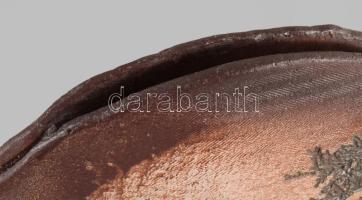 Szemereki Teréz levélmintás váza, jelzett, mázhibákkal, 30x29 cm