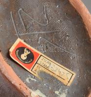 Szemereki Teréz levélmintás váza, jelzett, mázhibákkal, 30x29 cm