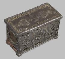 Erzsébetfalvai Ipari Hitelszövetkezet antik ón persely, 13x6x7 cm