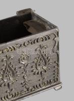 Erzsébetfalvai Ipari Hitelszövetkezet antik ón persely, 13x6x7 cm
