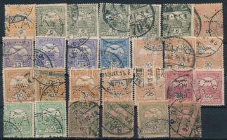 1900-1913 29 db Turul bélyeg "K" és "KA" céglyukasztásokkal, stecklapon