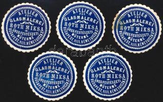 Róth Miksa Üvegfestészeti Műterme címke, 5 db