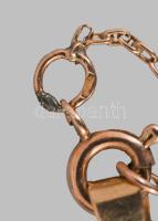 Arany (Au) anker nyaklánc, kereszt medállal, benne cca 0,1ct rózsa csiszolású gyémánt, jelzett, 1872...